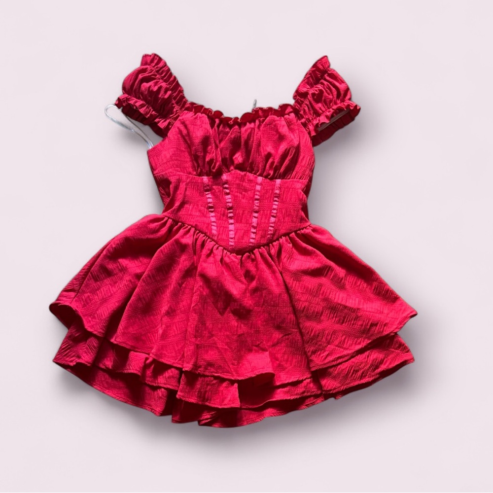 Coquette cottage core red dress